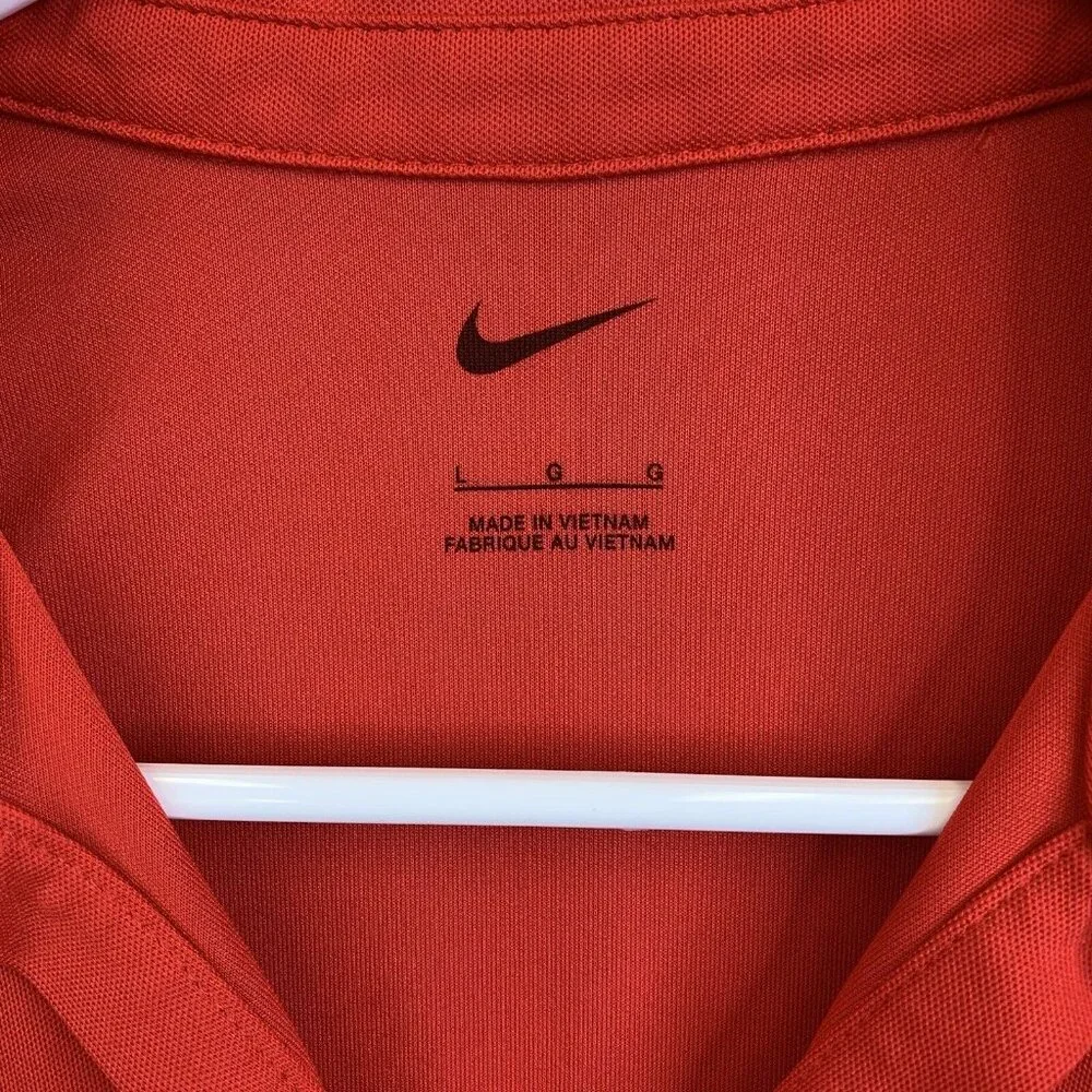 Nike 1NE Logo‎ Mens Polo Polyster Shirt Red Sz Large Short Sleeve